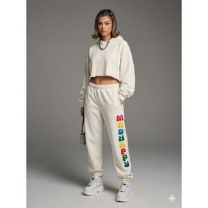 Madhappy Off White Sweatpants XS With Colorful Logo Elastic Waistband